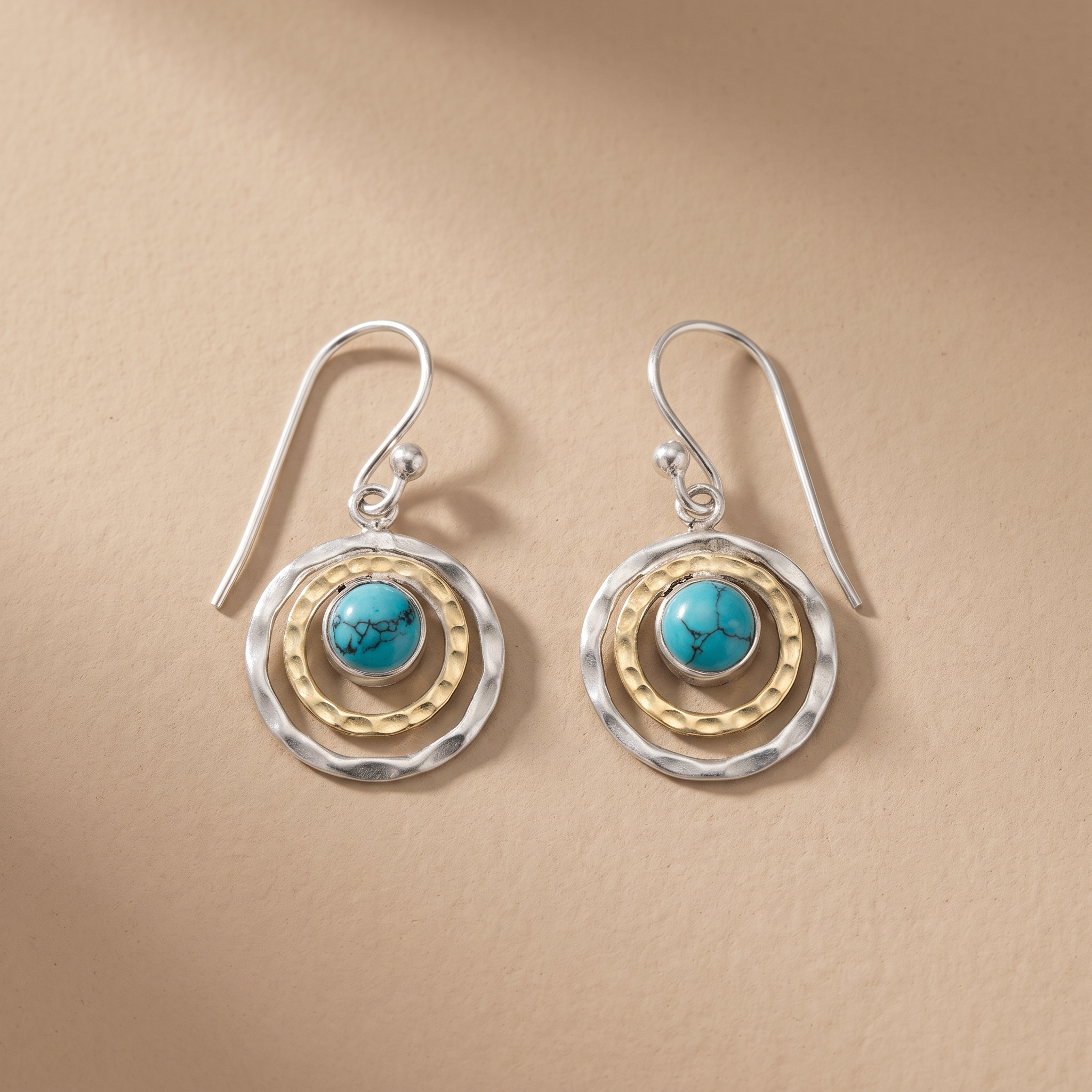 Boho Saturn Earrings Turquoise and Gold
