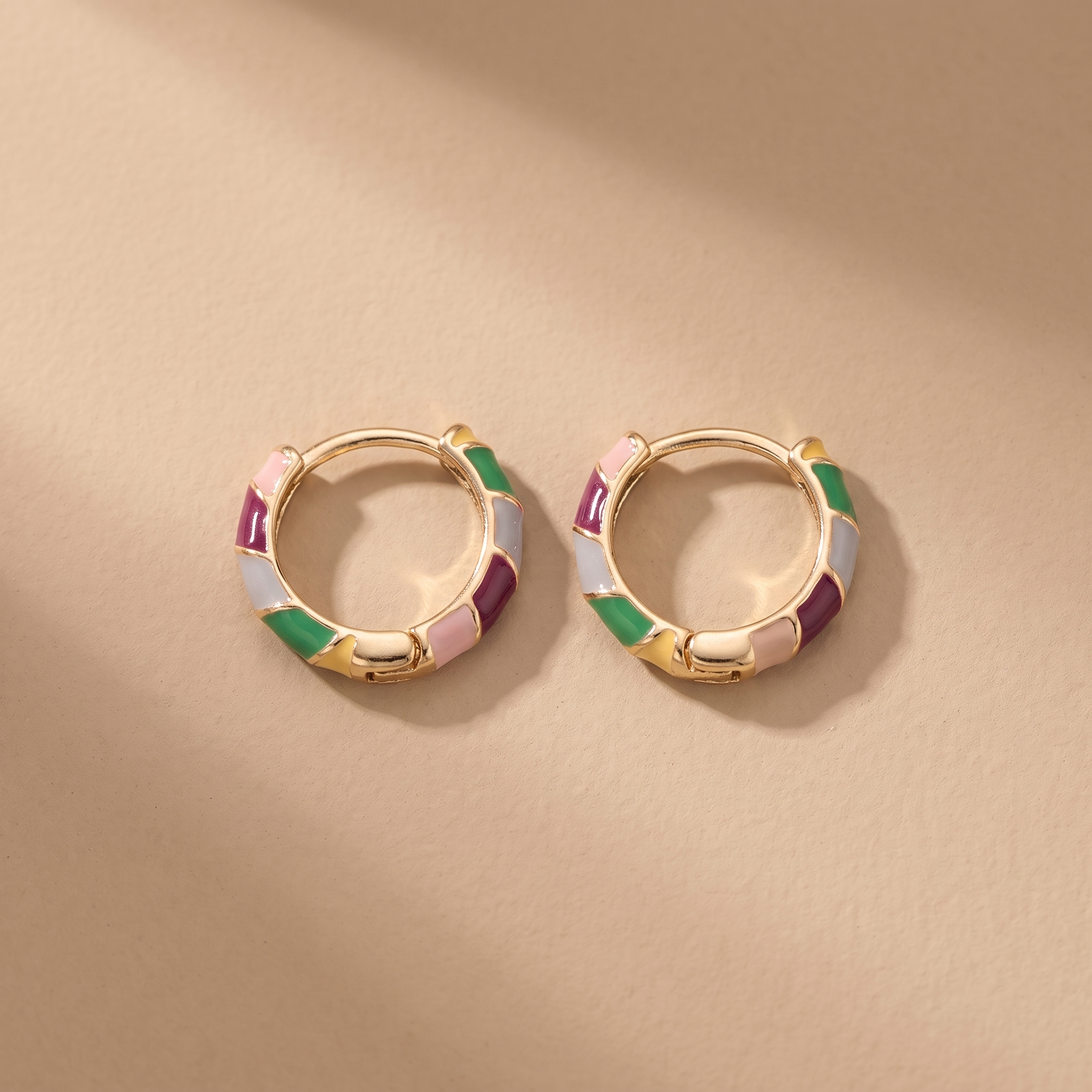 Chic Golden Enamel Earrings