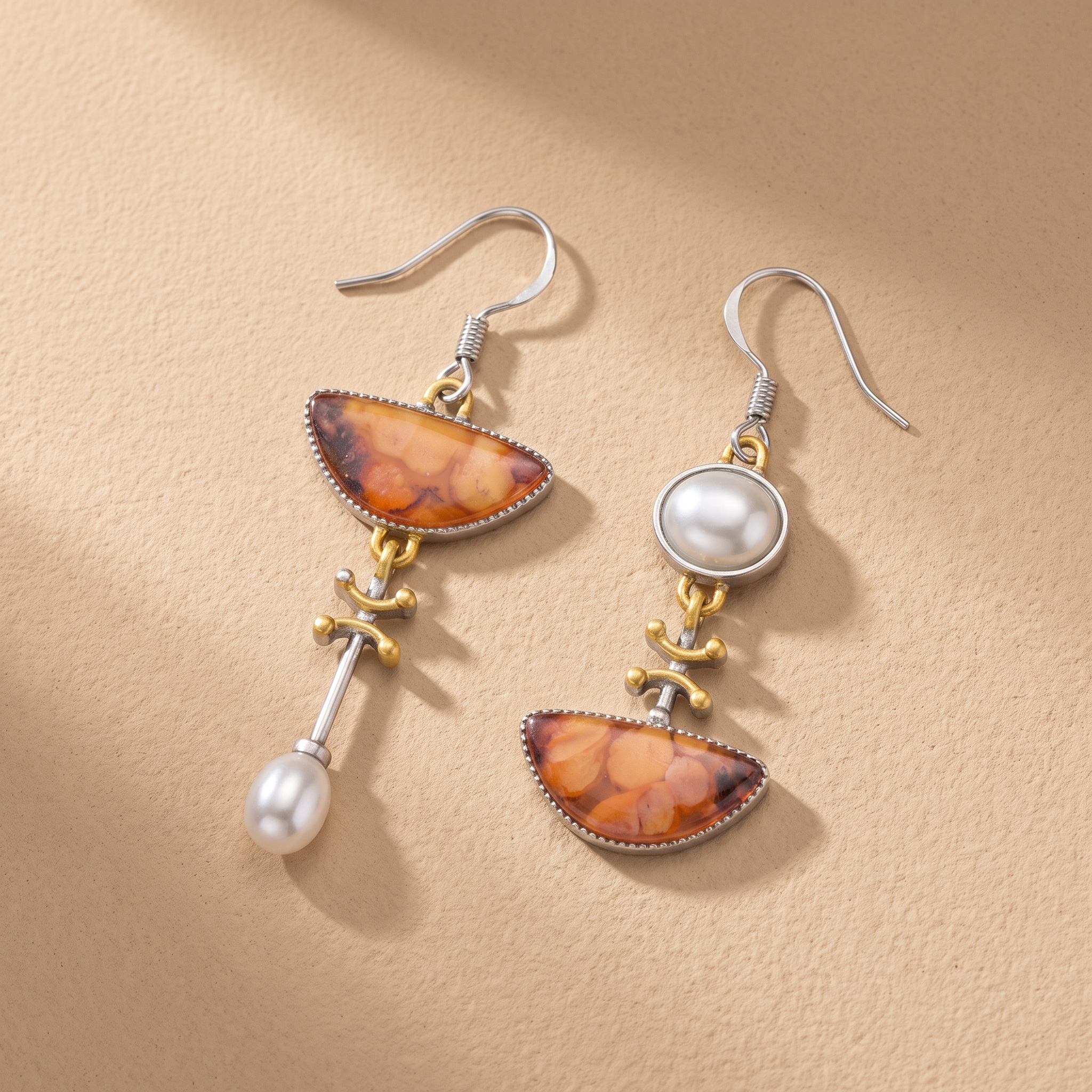 Natural Orange Stone Earrings