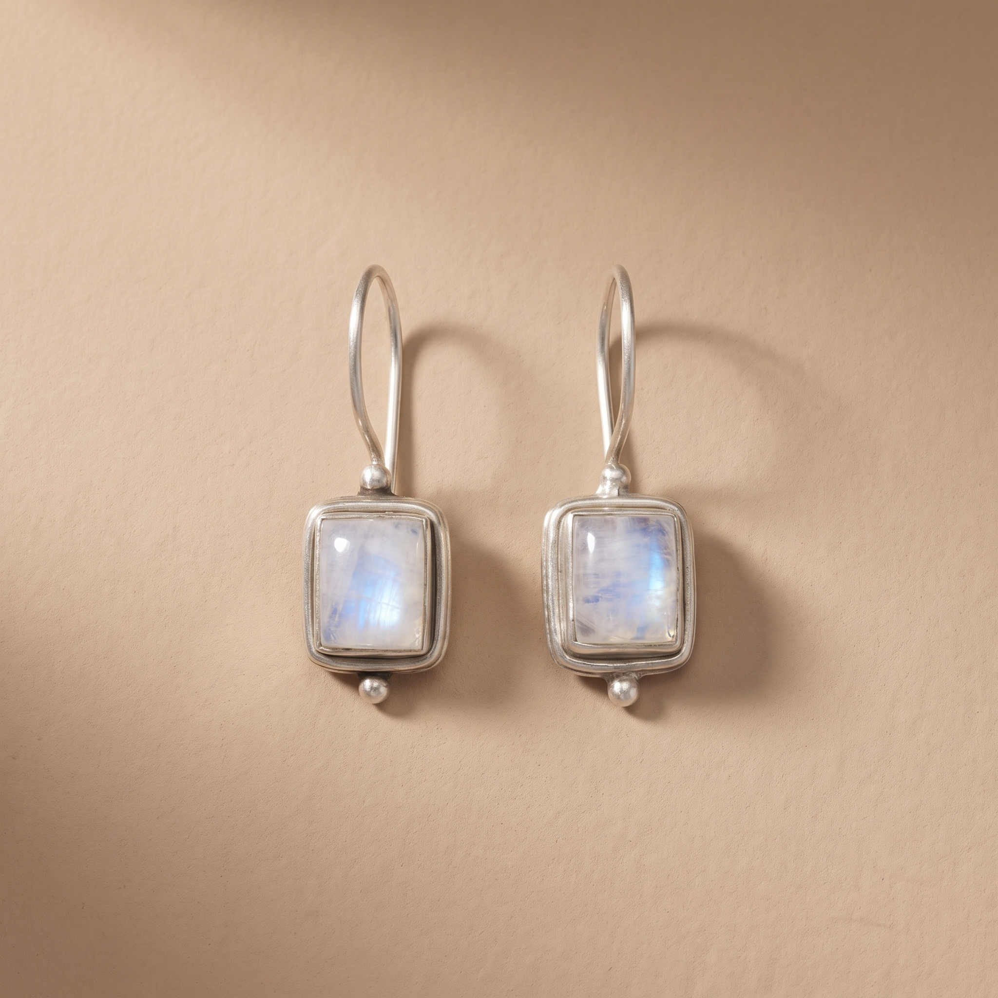 Lustre Square Moonstone Earrings