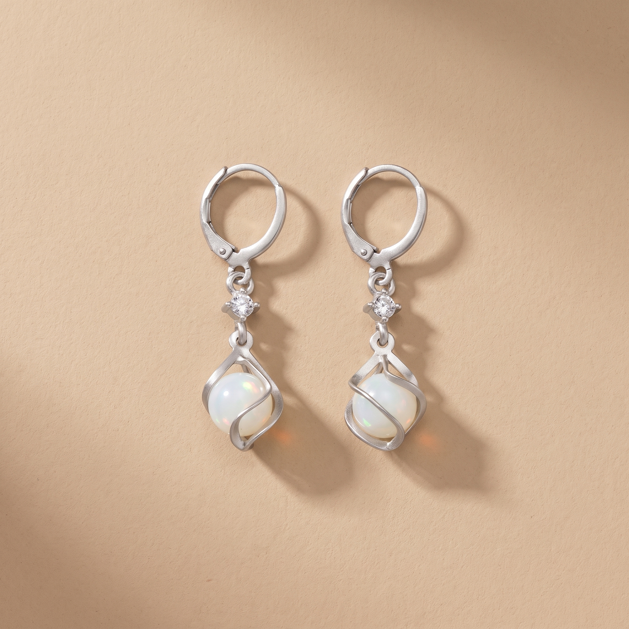 White Opal Dangle Earrings