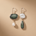 Vintage Green and White Stone Earrings