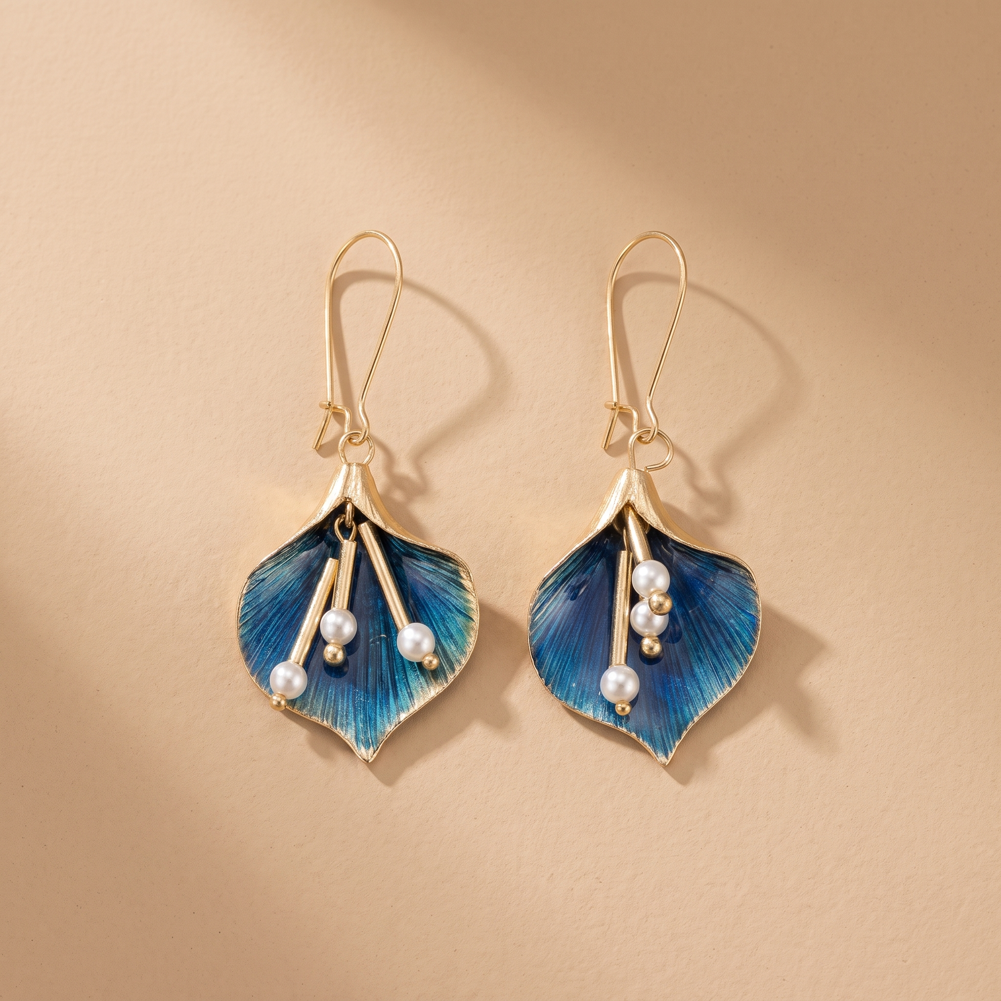 Vintage Blue Lotus Silver Earrings