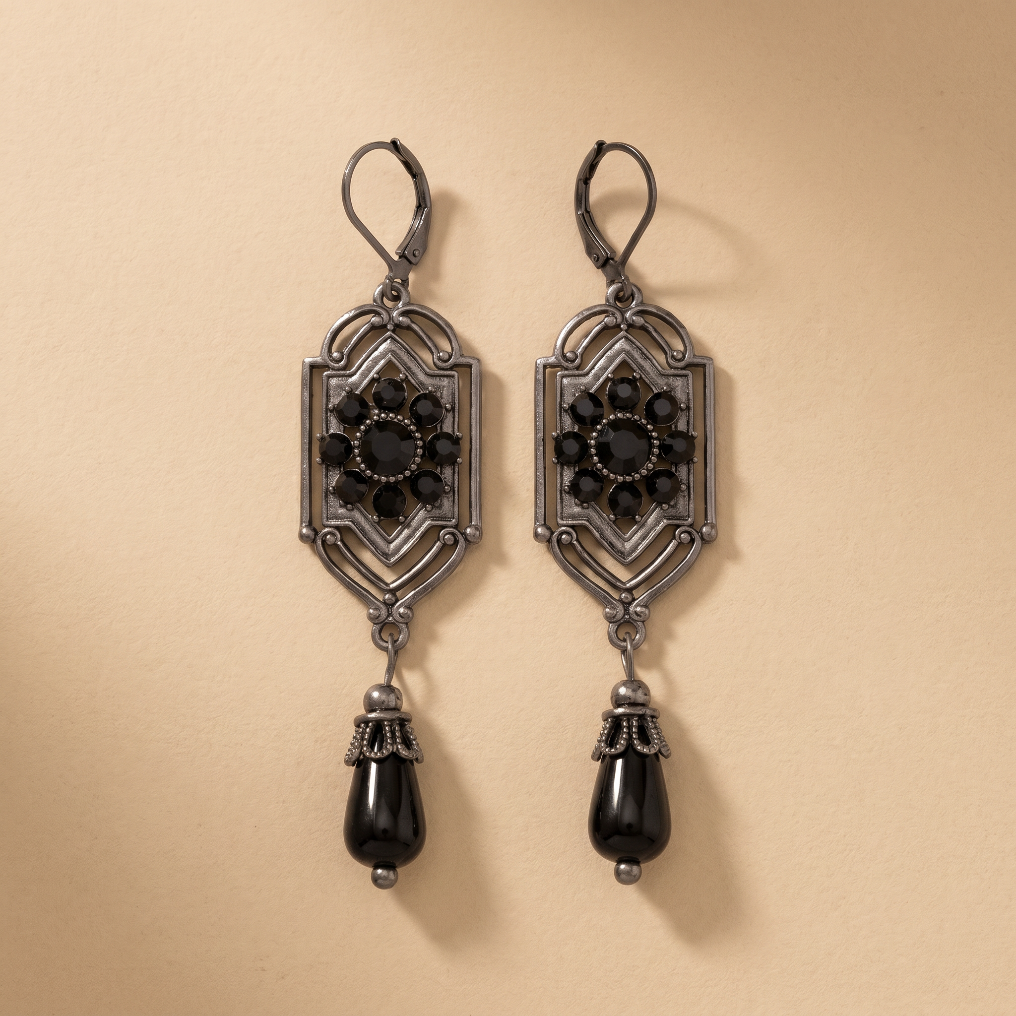 Black Crystal Drop Earrings