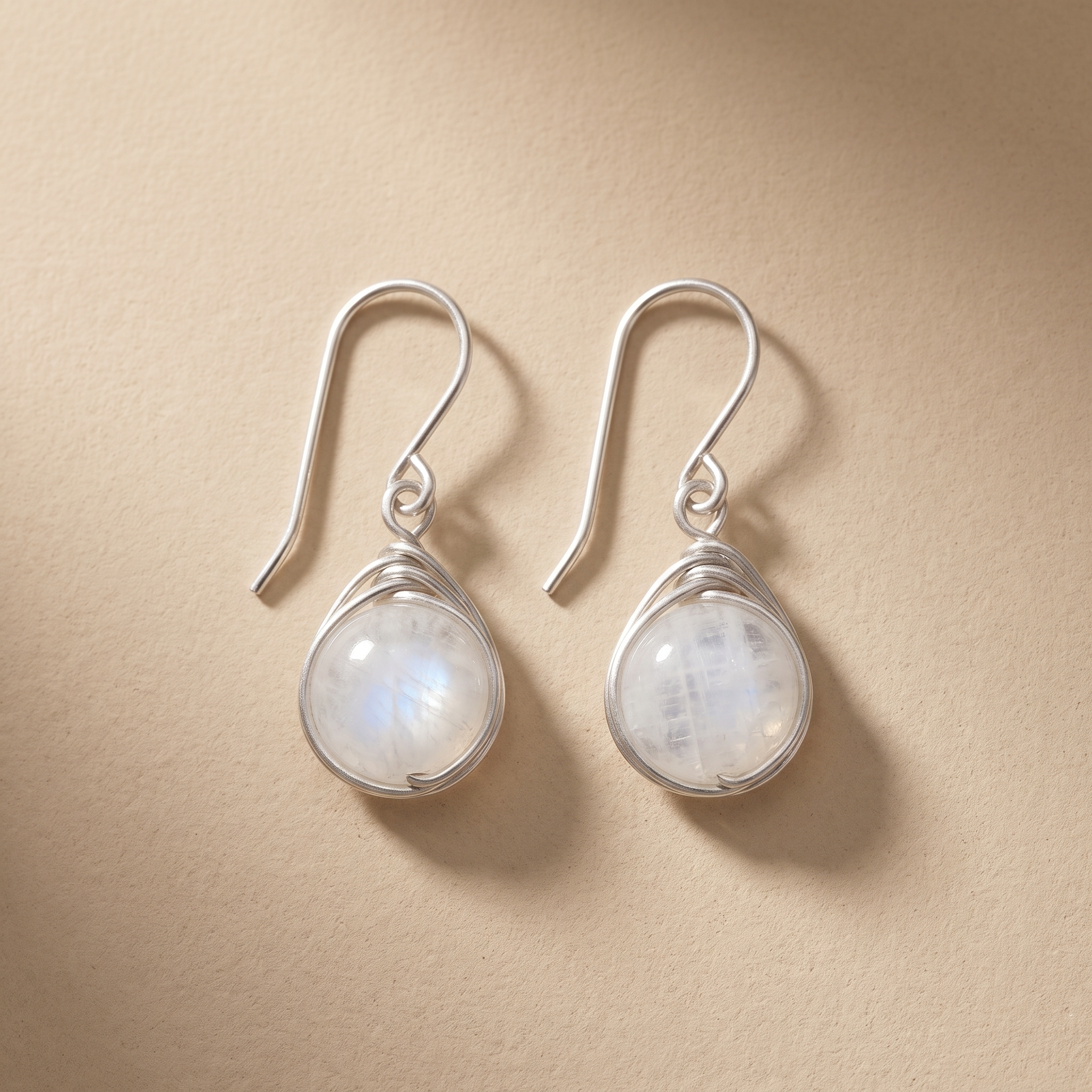 Silver Moonstone Drop Earrings