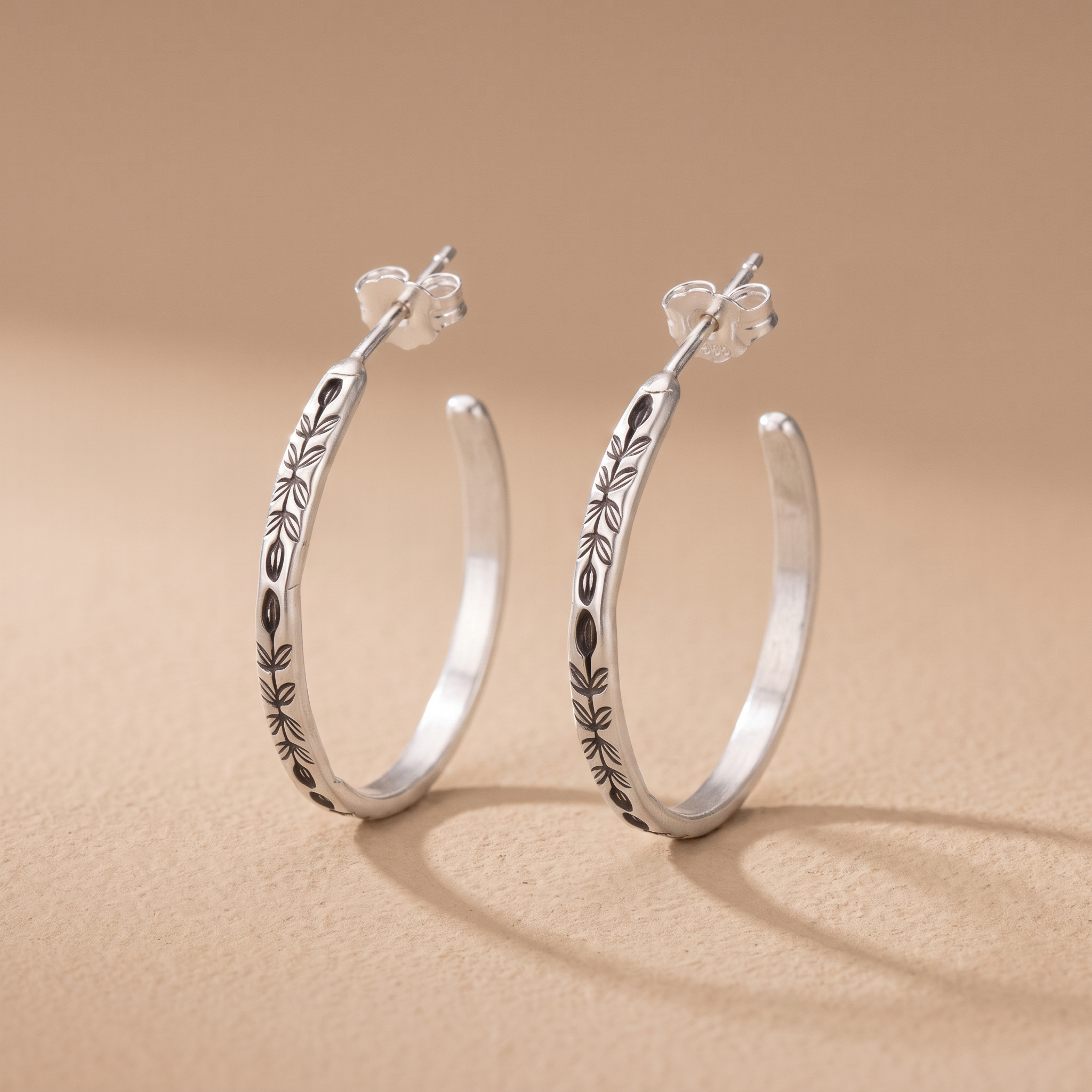 Sleek Silvery Hoop Earrings