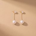 Elegant Pearl Drop Gold Earrings