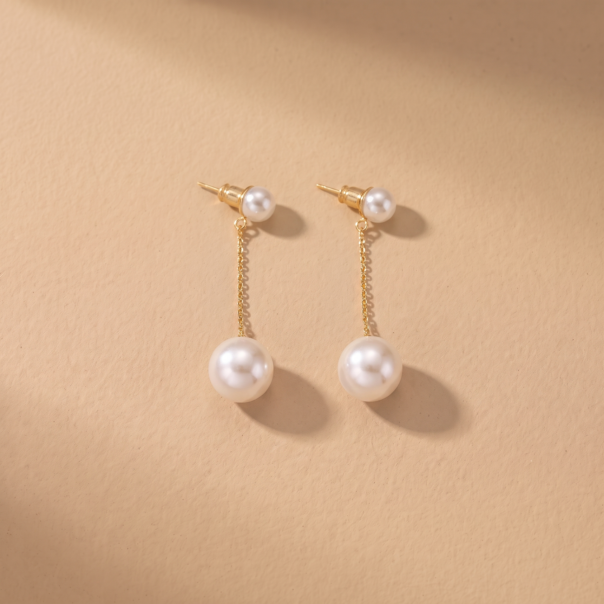 Elegant Pearl Drop Gold Earrings