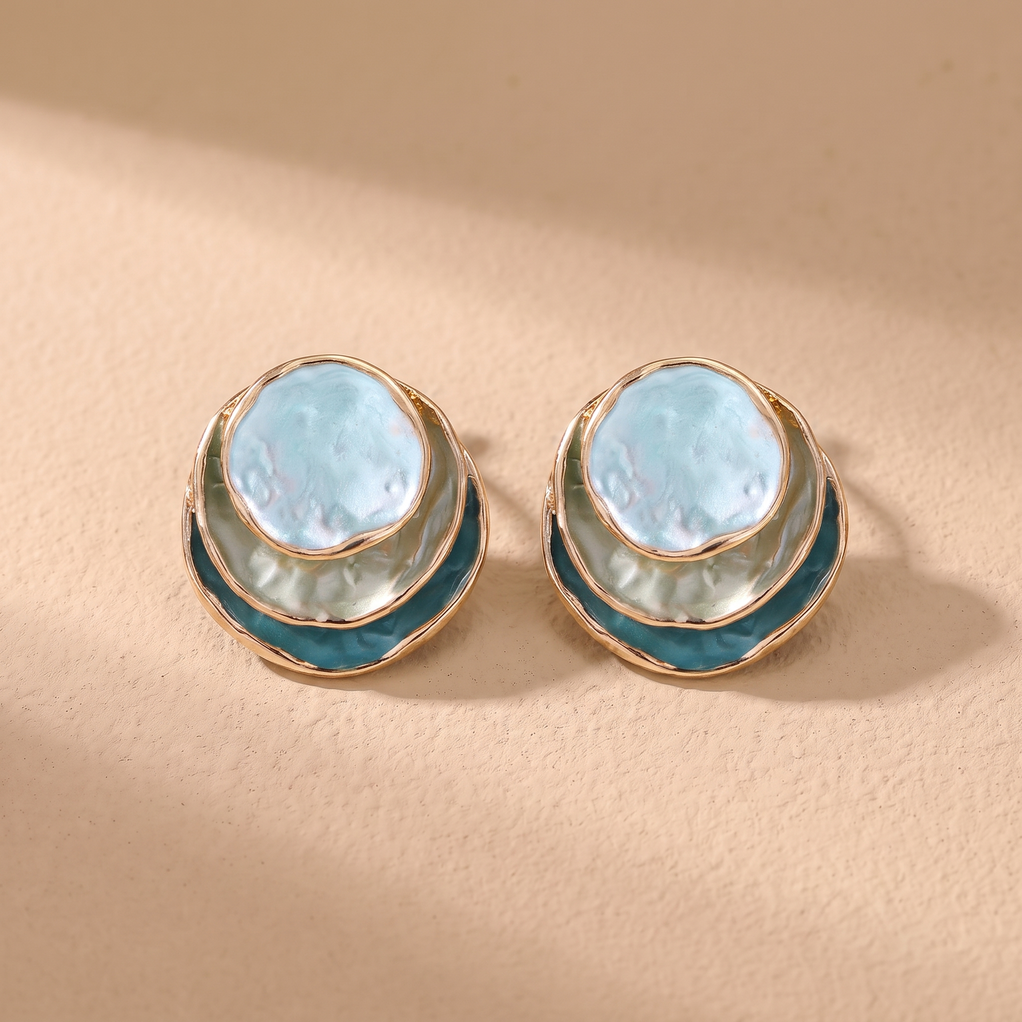 Ocean Hand Painted Layered Hoop Earrings