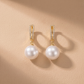 Elegant Pearl and Zirconia Earrings