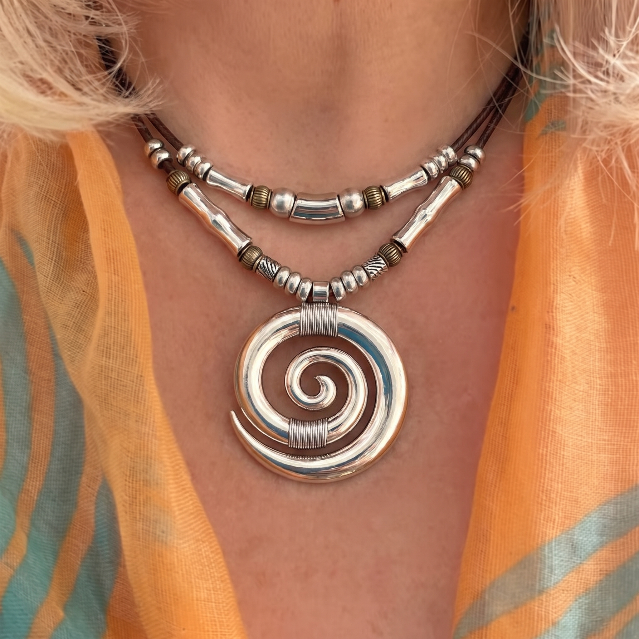 Vintage Spiral Silver Necklace