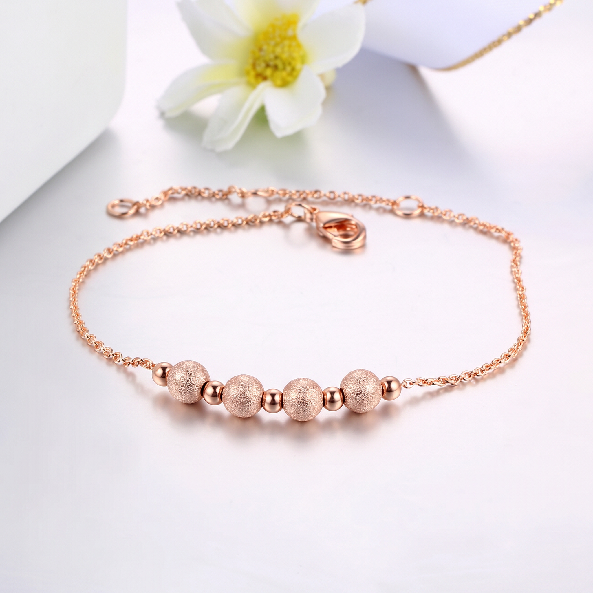 Classic Rose Gold Smooth Round Bead Bracelet