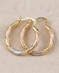 Vintage Round Hoop Gold Silver and Rose Earrings