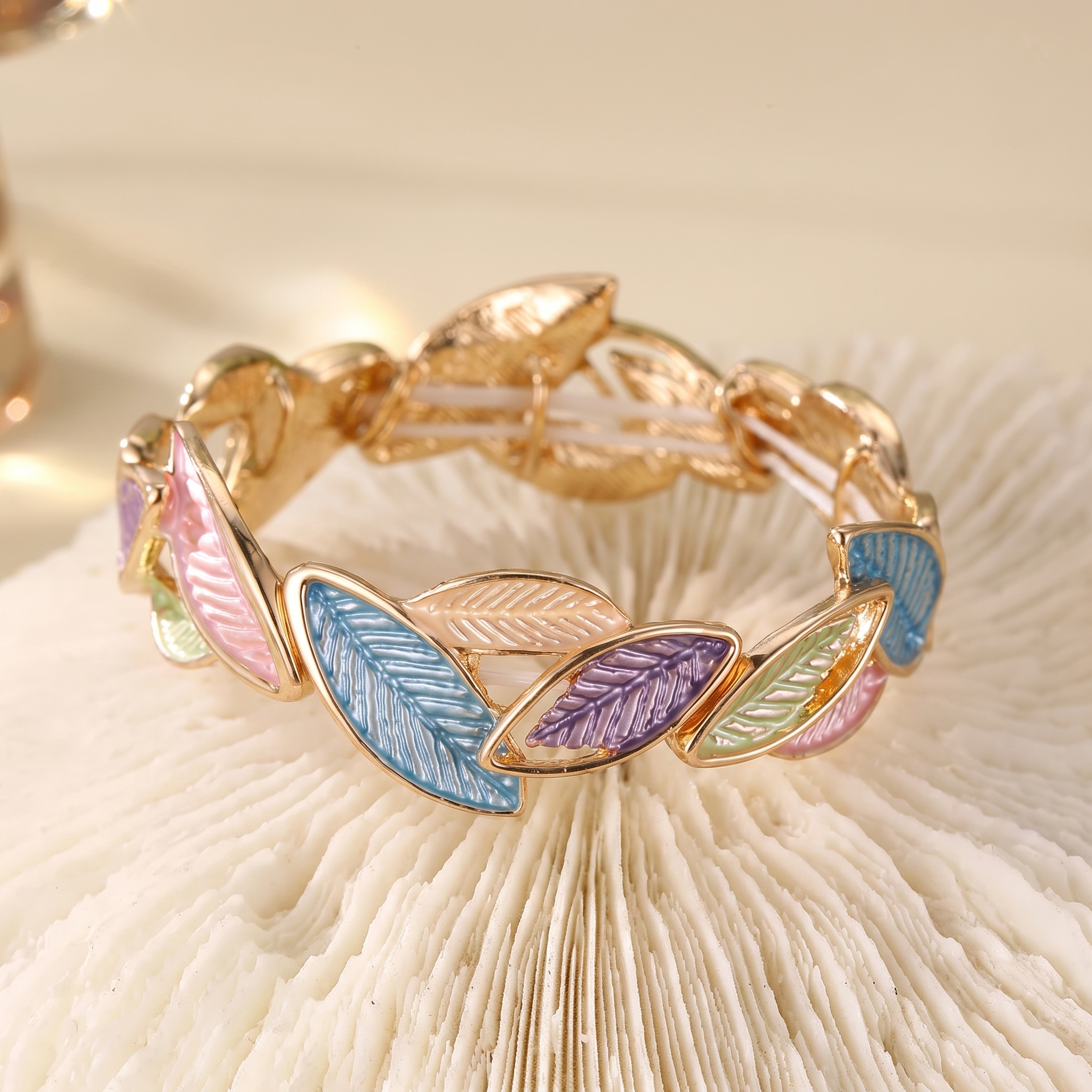 Vintage Gold Colorful Leaf Bracelet