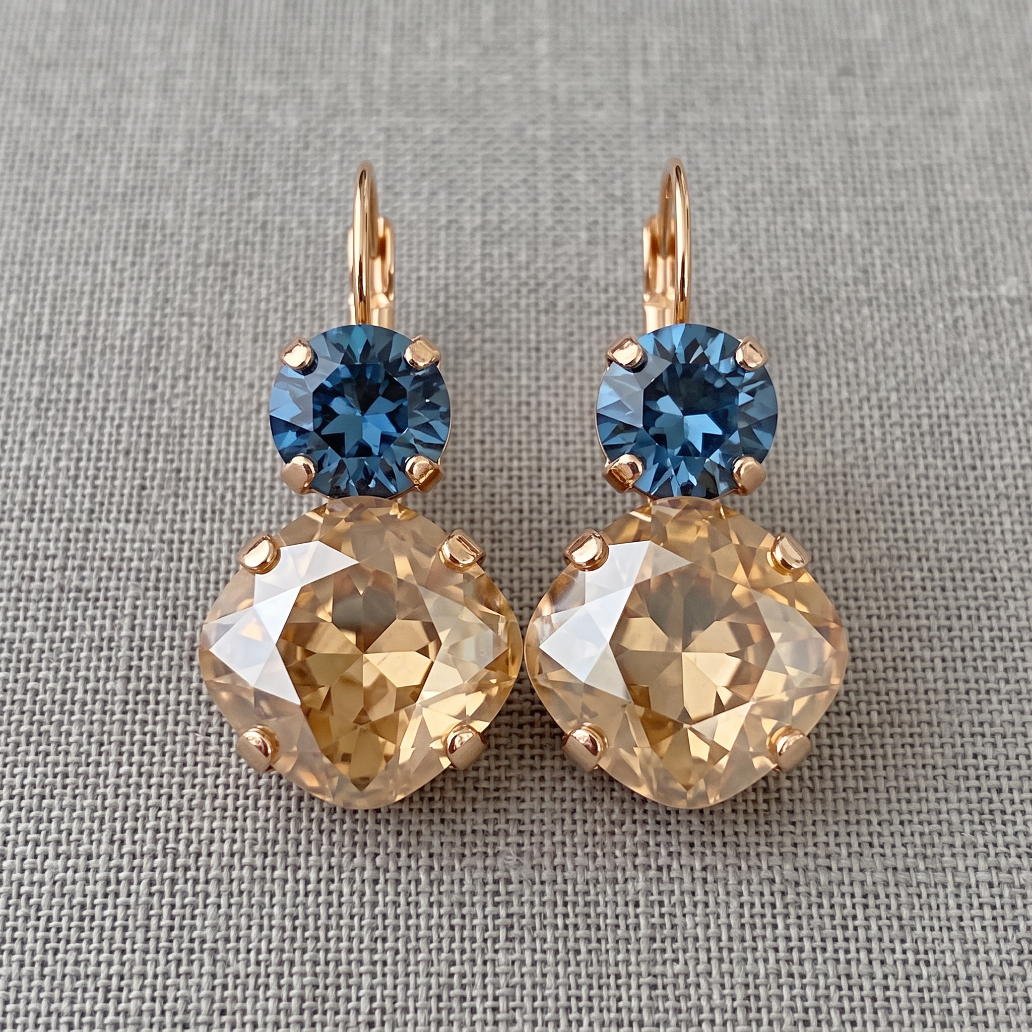 Vintage Green & Blue Glass Earrings