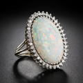 Grand White Opal Halo Ring