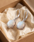 Silver Fire Opal Lever-Back Drops in a kraft gift box