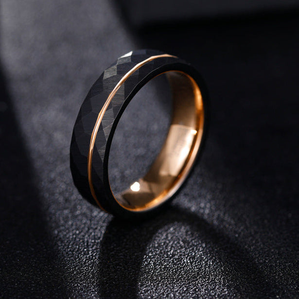 Obsidian Facet Gold Core Ring