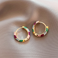 Golden Multicolored Enamel Hoops
