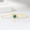 Vintage Gold Green Crystal & Pave Border Bracelet