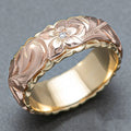 Vintage Rose Gold Flower Engraved Ring