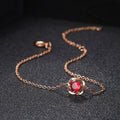 Rose Gold Red Crystal Flower Pendant Bracelet