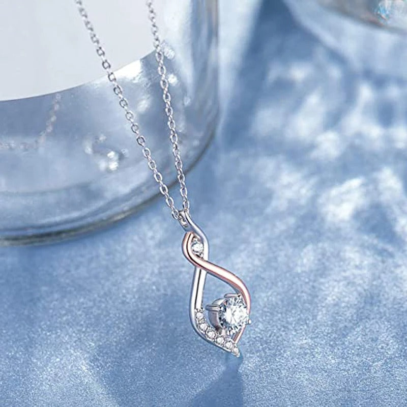 Silver Twist & Crystal Necklace