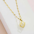Vintage Gold Crystal-Clear Cube Pendant Necklace