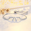Vintage Silver Crystal Bow & Drop Pendant Bracelet
