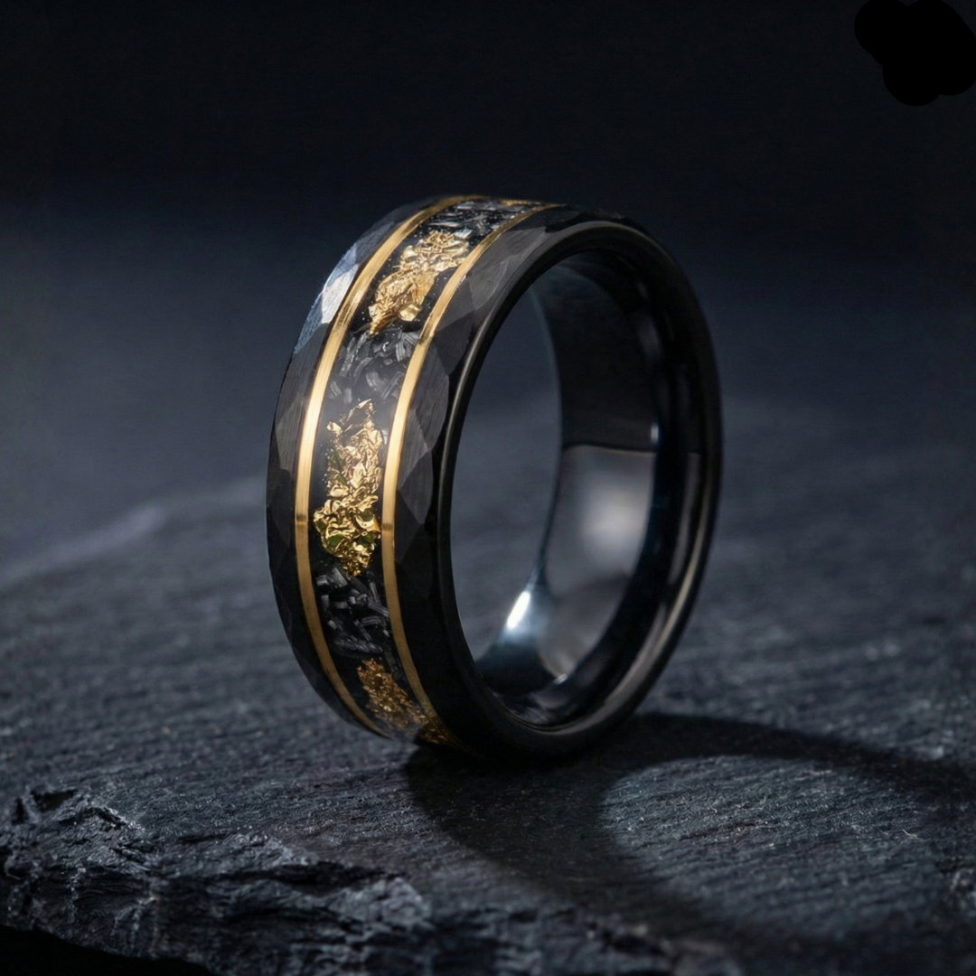 Obsidian Gold Vein Heritage Ring