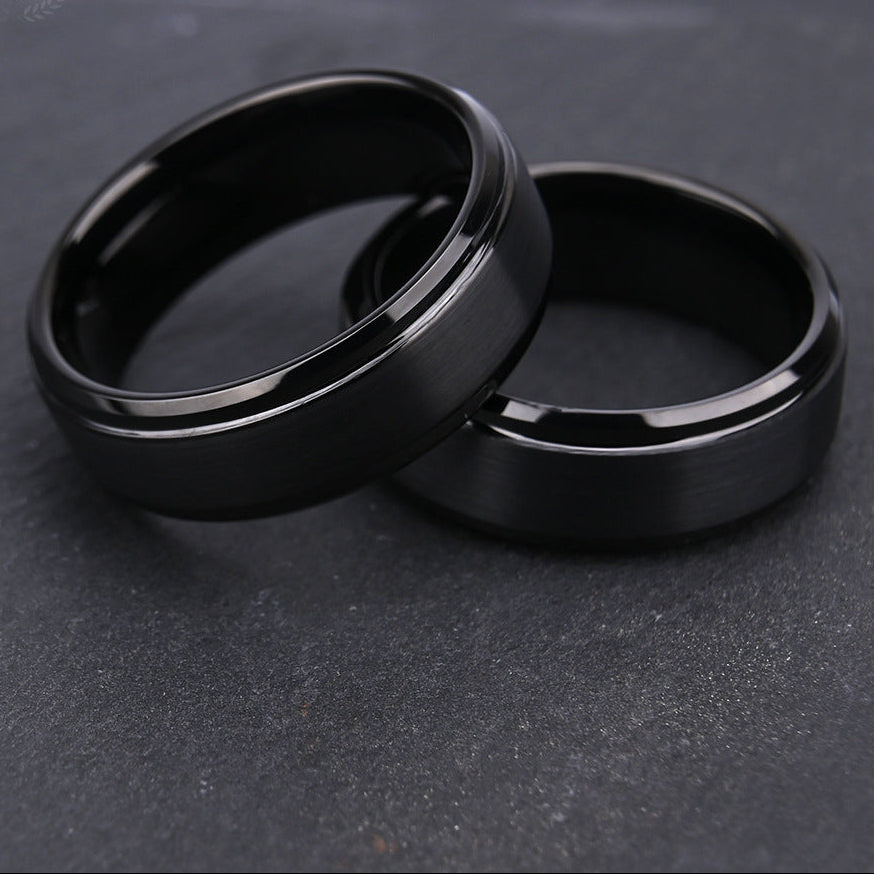 Obsidian Satin Edge Ring